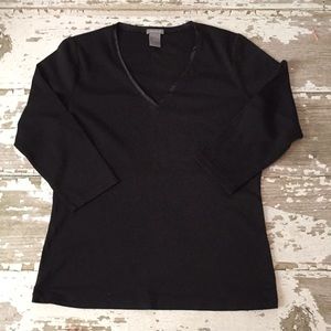 Ann Taylor Black 3/4 sleeve top shirt Large